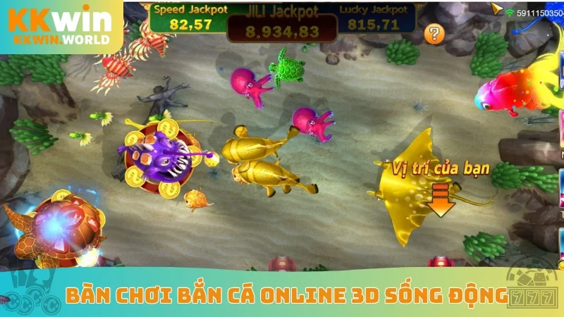 Bàn chơi bắn cá online 3D sống động