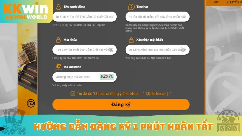 Hướng dẫn đăng ký 1 phút hoàn tất