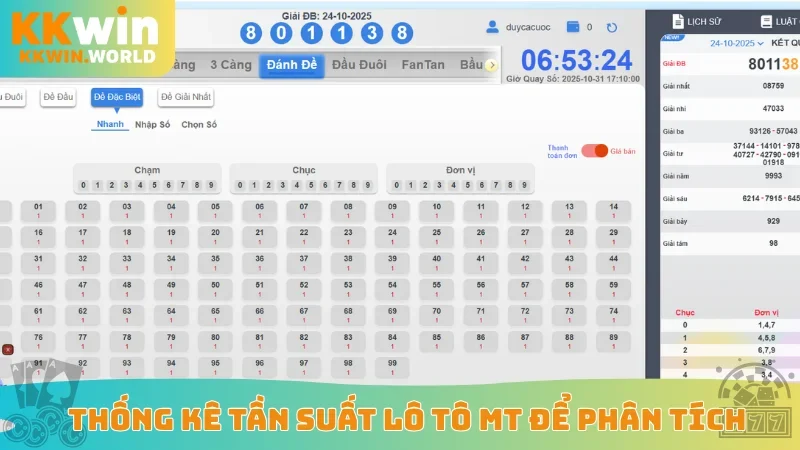 Thống kê tần suất lô tô MT để phân tích