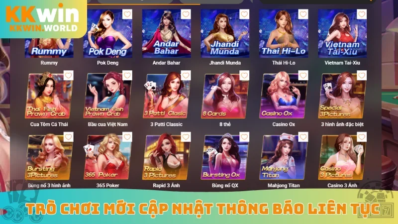 Trò chơi mới cập nhật thông báo liên tục